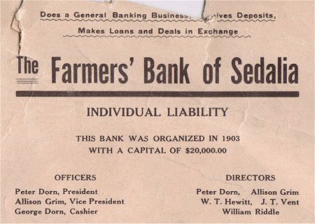 Farmers Bank of Sedalia.